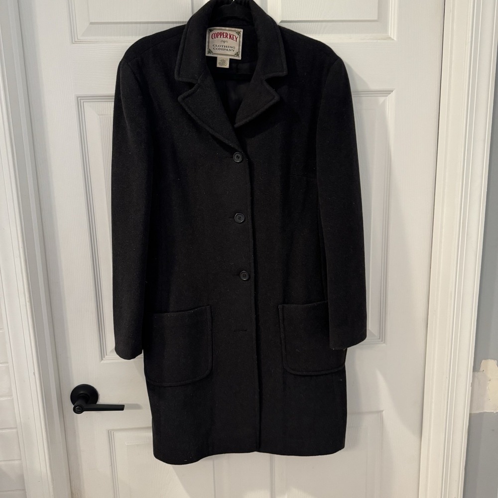 Copper Key Coat 100% Wool Lined‎ Black Women's Size Large
